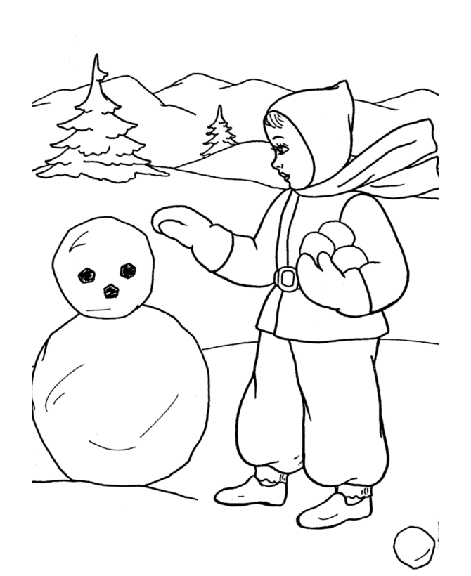 Bluebonkers : Printable Winter Coloring Sheets - Making a Snowman
