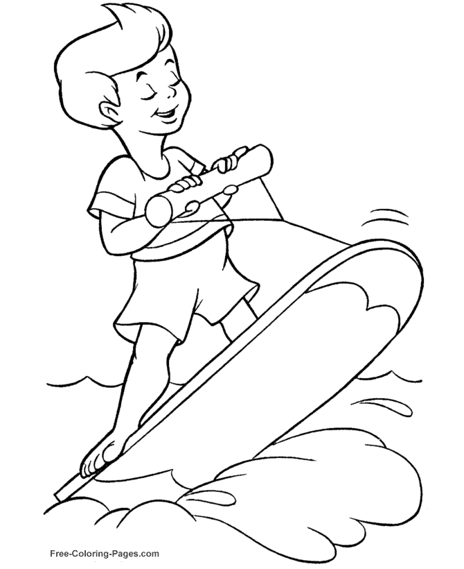 Summer Coloring Book Pages - Wakeboarding