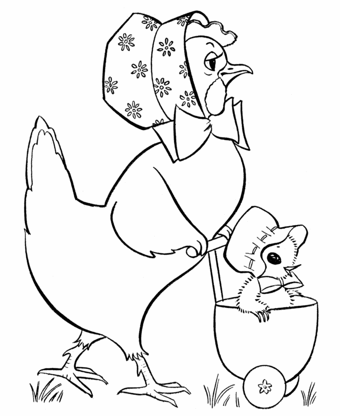 Easter Chick Coloring Pages - Baby stroller chick easter coloring pages |  BlueBonkers 4