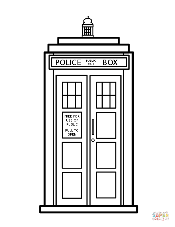 Tardis from Doctor Who coloring page | Free Printable Coloring Pages
