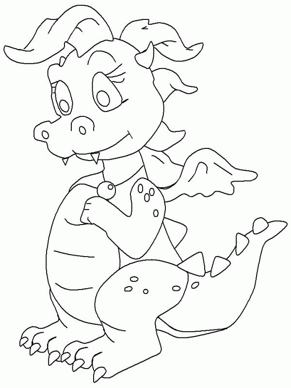 A Pretty Dinosaur Girl in Cartoon in Dinosaur Coloring Page - Free ...