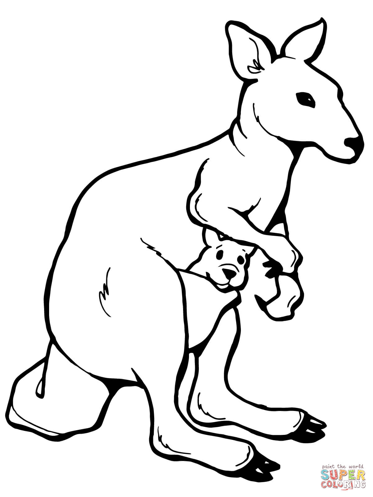 Cute Kangaroo with A Joey coloring page | Free Printable Coloring ...