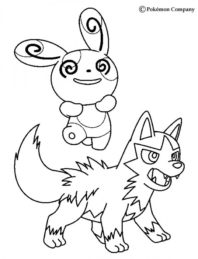POKEMON BATTLES coloring pages - Poochyena and Spinda