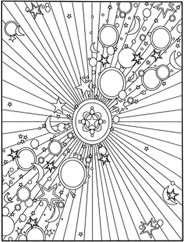 Art Therapy coloring page Moon Sun Stars : Starry sky 5