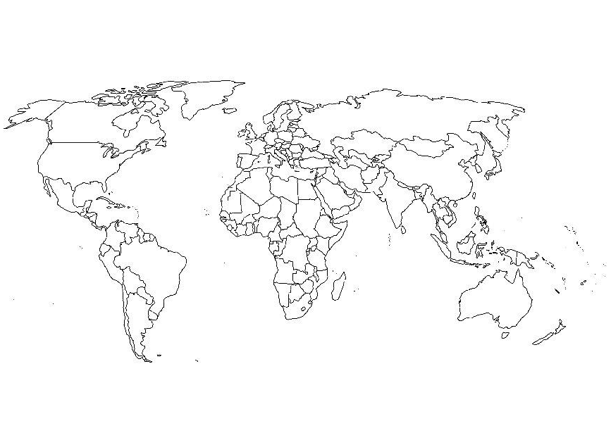 Map of the world coloring page | www.veupropia.org