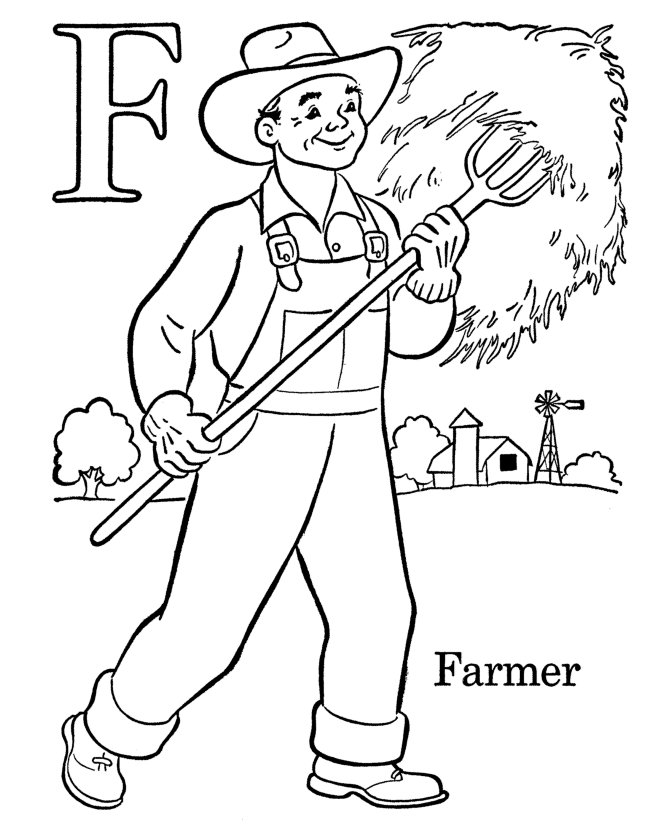 Kids ABC Coloring Pages | Letter F - Free printable farm Alphabet ...