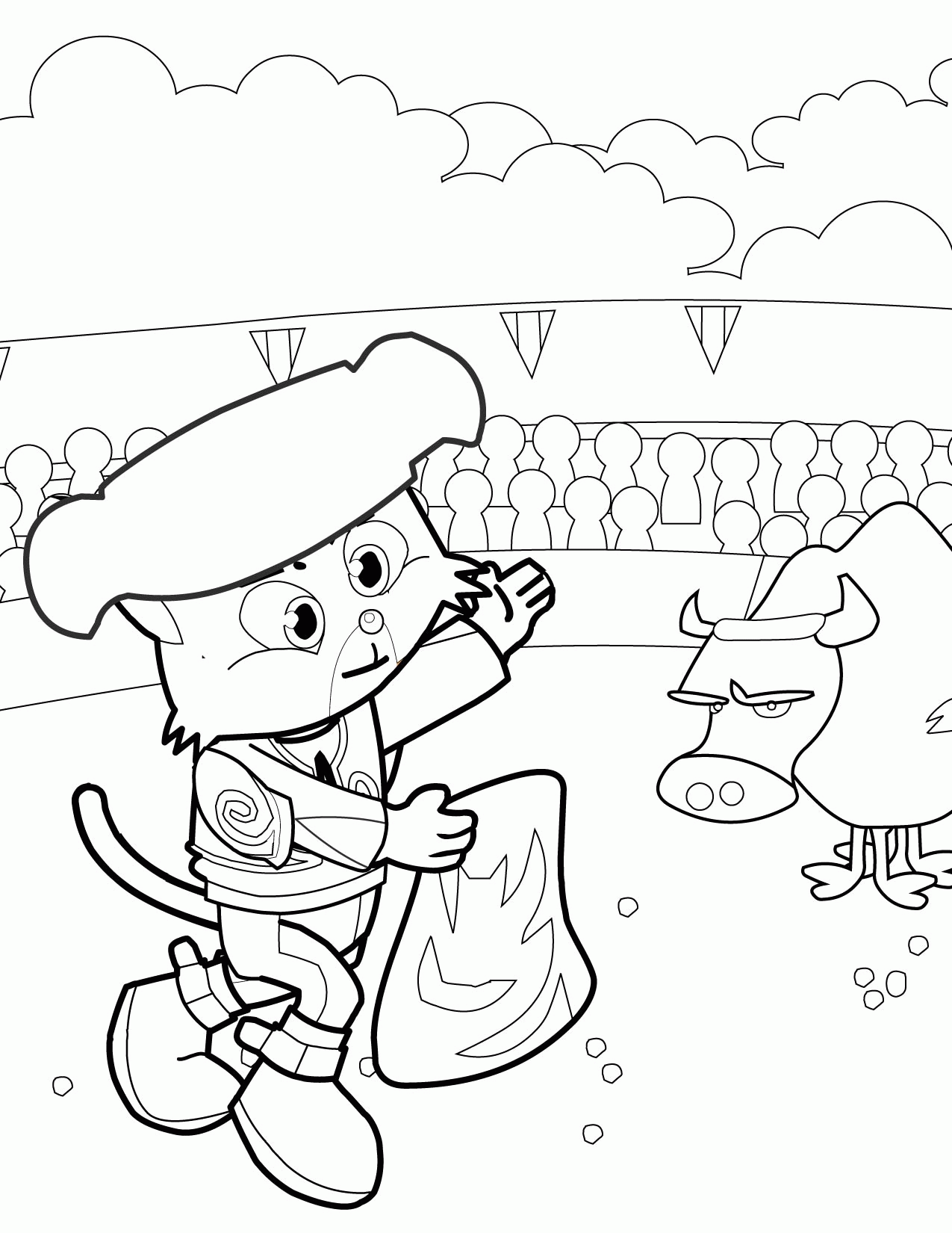 Spanish Bull Fighter Coloring Page - Handipoints