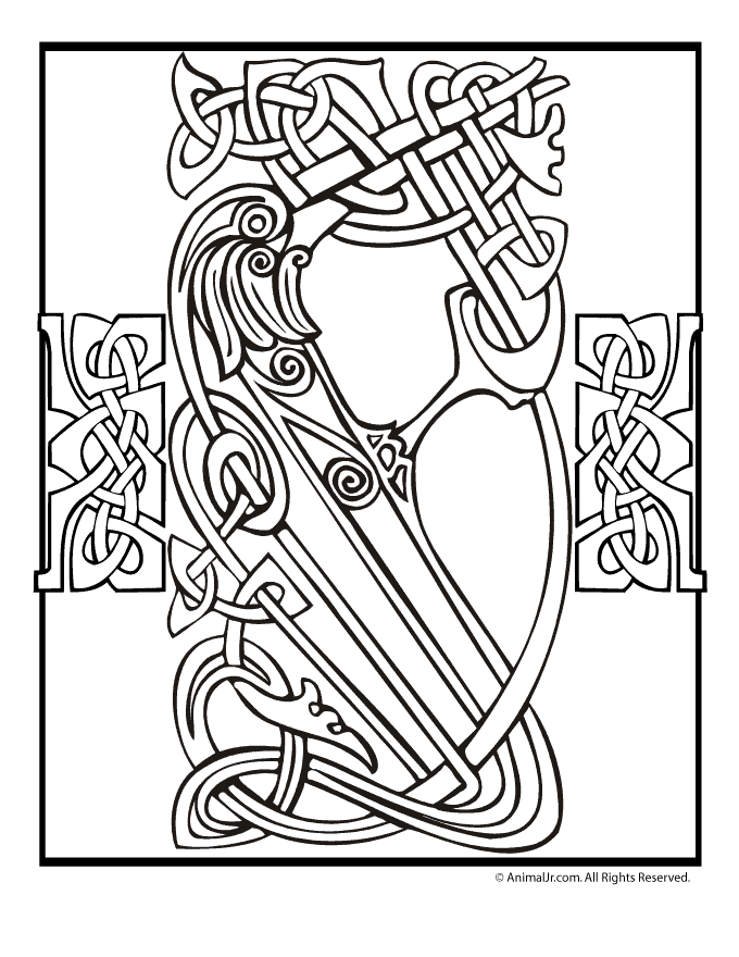 Irish Celtic Bird & Cross Coloring Page | Animal Jr.