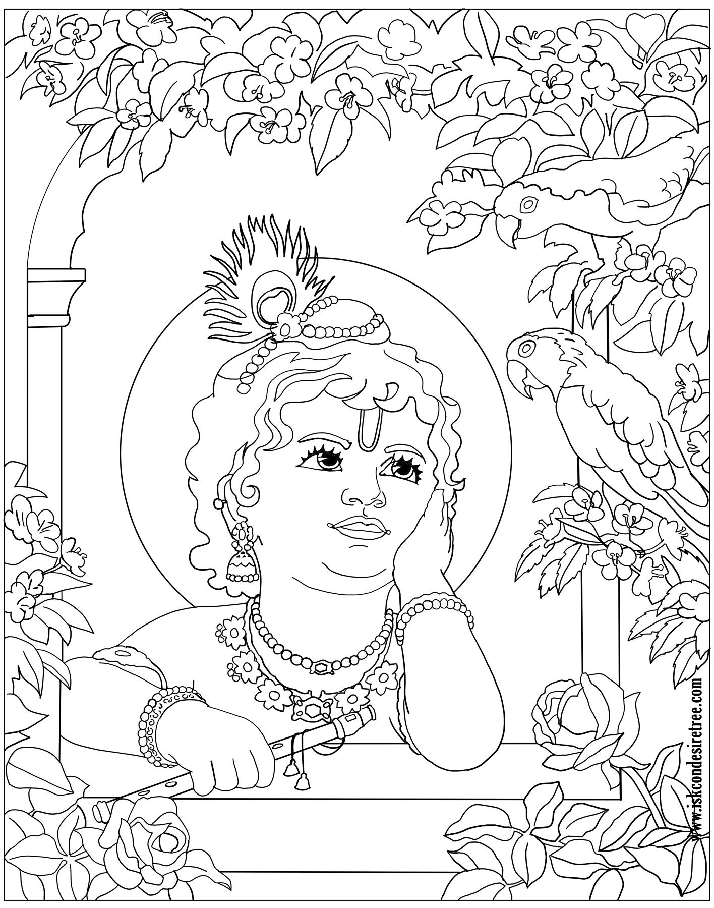 Krishna Coloring Pages Printable | Krishna art, Indian art ...
