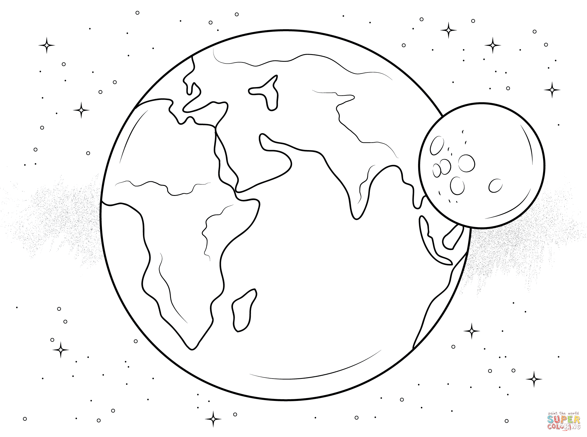 Earth And Moon coloring page | Free Printable Coloring Pages