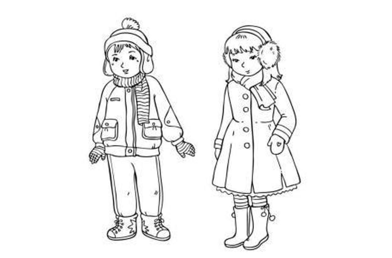 Winter Coloring Pages Clothes For Boy And Girl | Winter Coloring ...