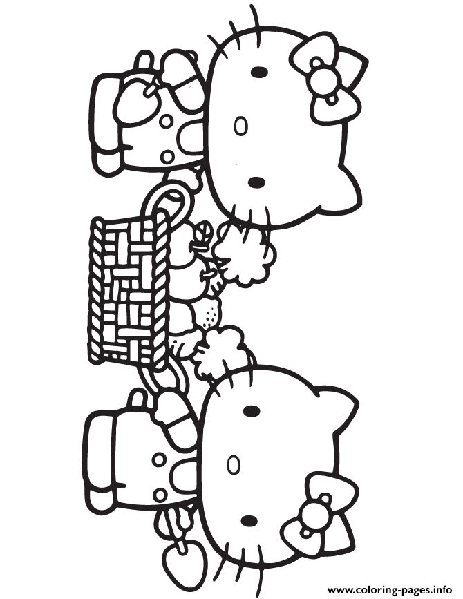 Print hello kitty carrying fruit basket Coloring pages