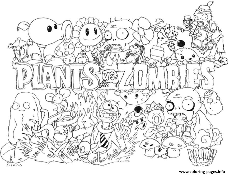 Print 2 plants vs zombies Coloring pages