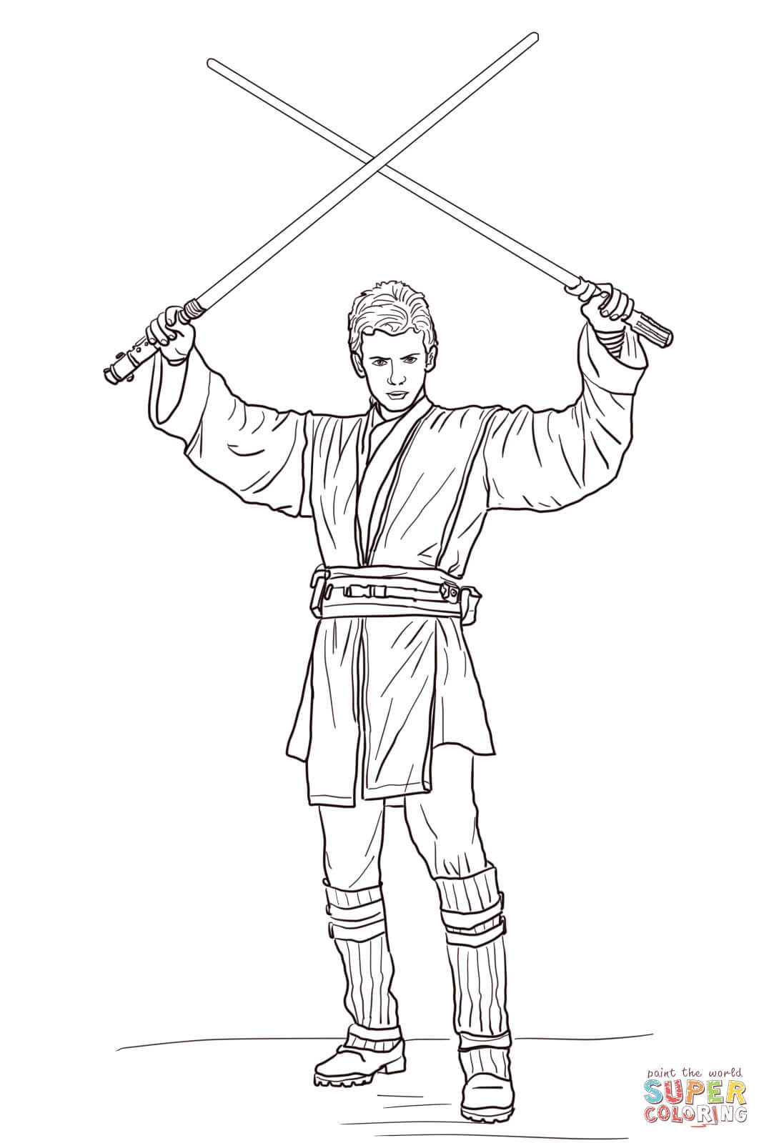 Anakin Skywalker with Two Lightsabers coloring page | Free ...