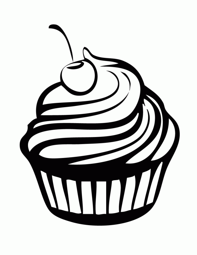 Cupcake With Cherry Coloring Page Free Printable Coloring Pages ...