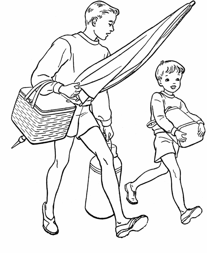 July 4th Coloring Pages - Picnic at the beach Coloring Page Sheets