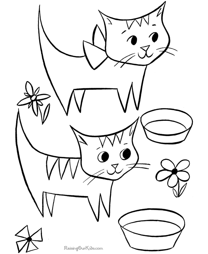 printable kid coloring page of cats