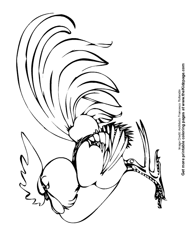 Rooster - Free Coloring Pages for Kids - Printable Colouring Sheets