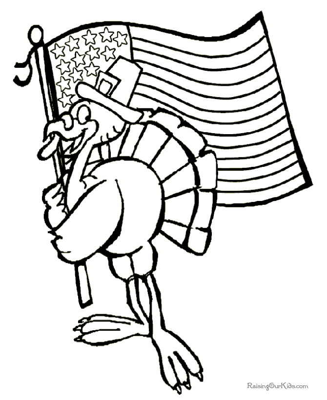 Patriotic Turkey Thanksgiving Coloring Pages 017