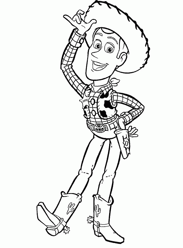Toy Story Woody Wears A Hat Coloring For Kids - Toy Story Coloring