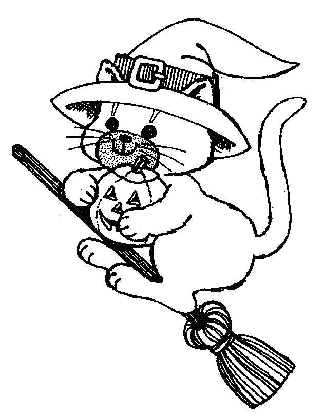 Happy Halloween Coloring Pages Cat | Free Internet Pictures