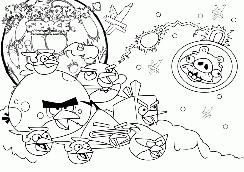 Cartoon: Sweet Angry Birds Space Coloring Pages Red Bird Kids