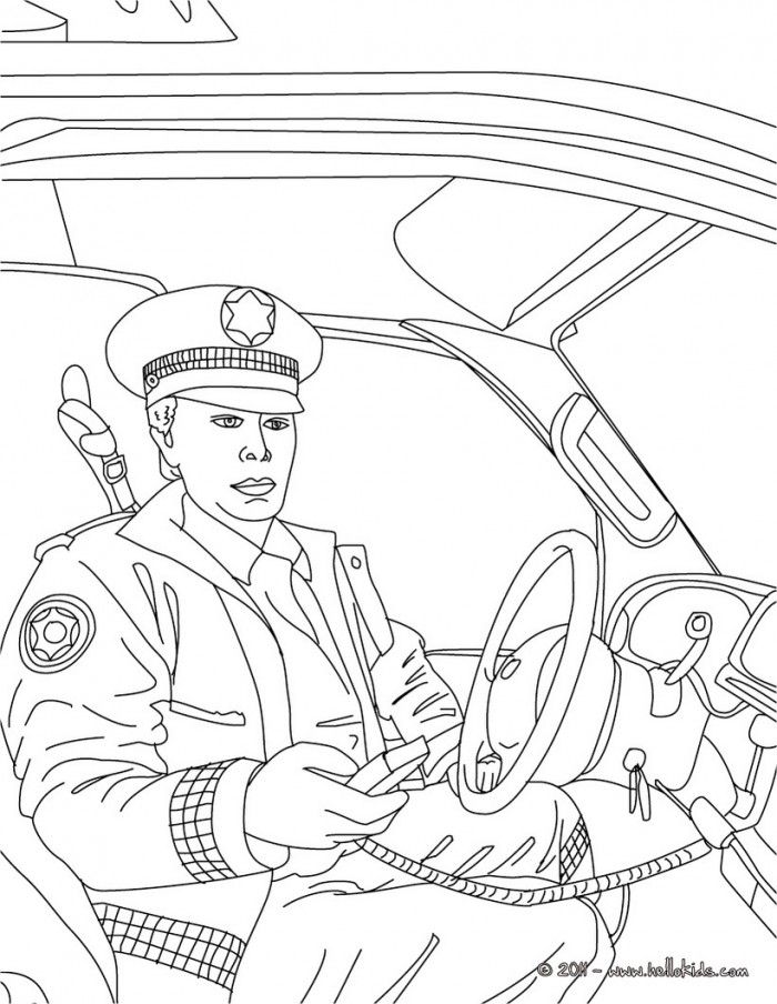 Policeman Coloring Page : Printable Coloring Book Sheet Online for