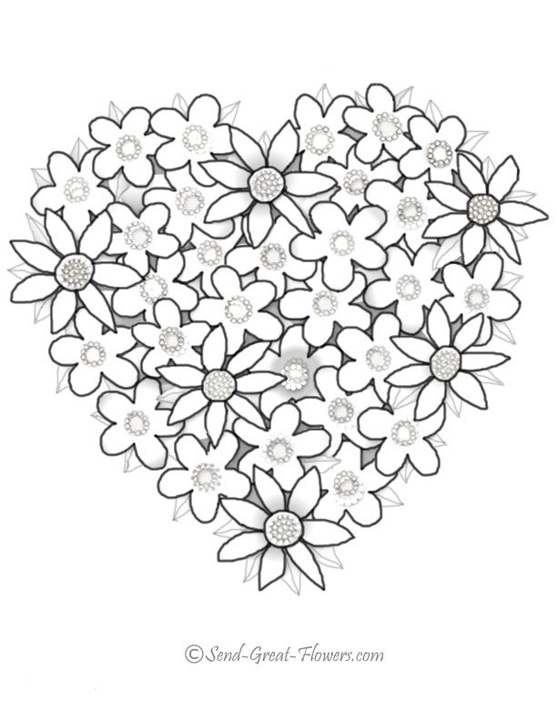 Heart Flower Printable Coloring Pages | Alfa Coloring PagesAlfa