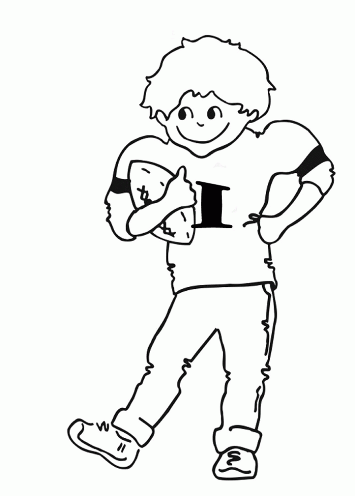 Football Player Holding The Ball On Game Coloring Pages - Football