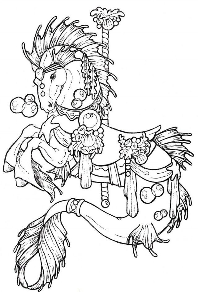 Horse Carousel Colouring Pages 234596 Carousel Horse Coloring Page