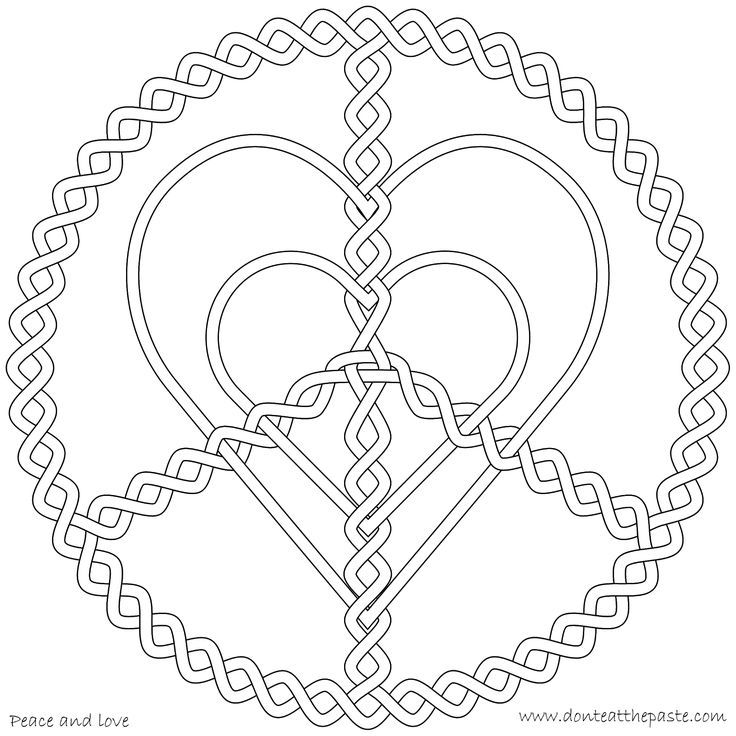 peace and love coloring page | CORAZONES HEARTS