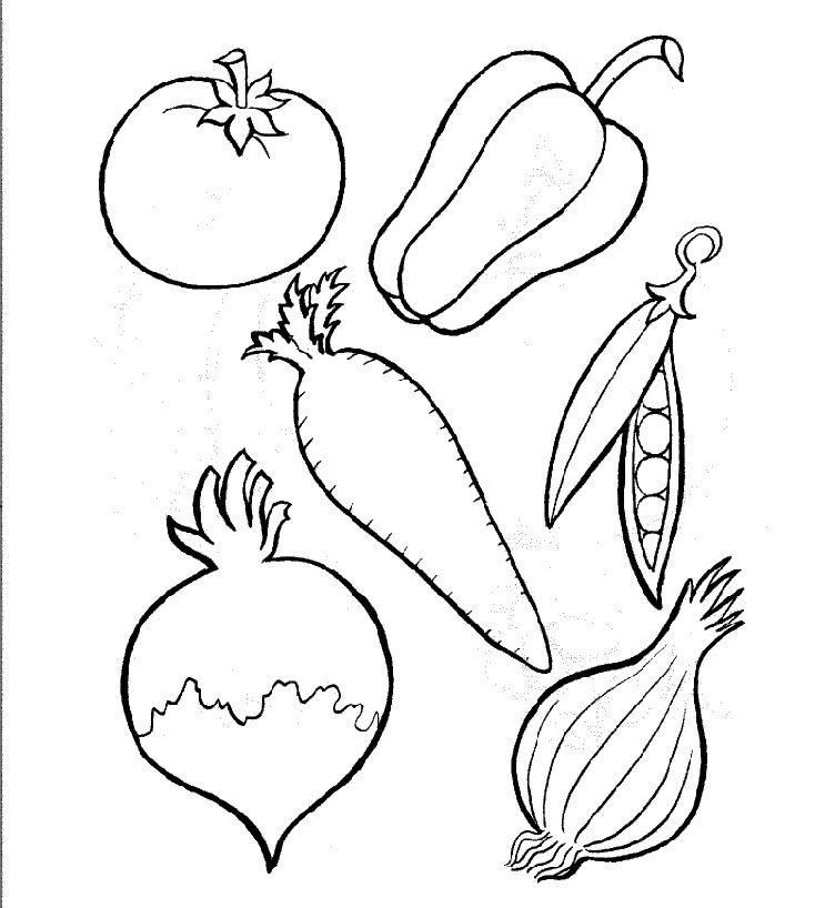 Free Fruits and Vegetables Color Page | Printable Coloring Pages