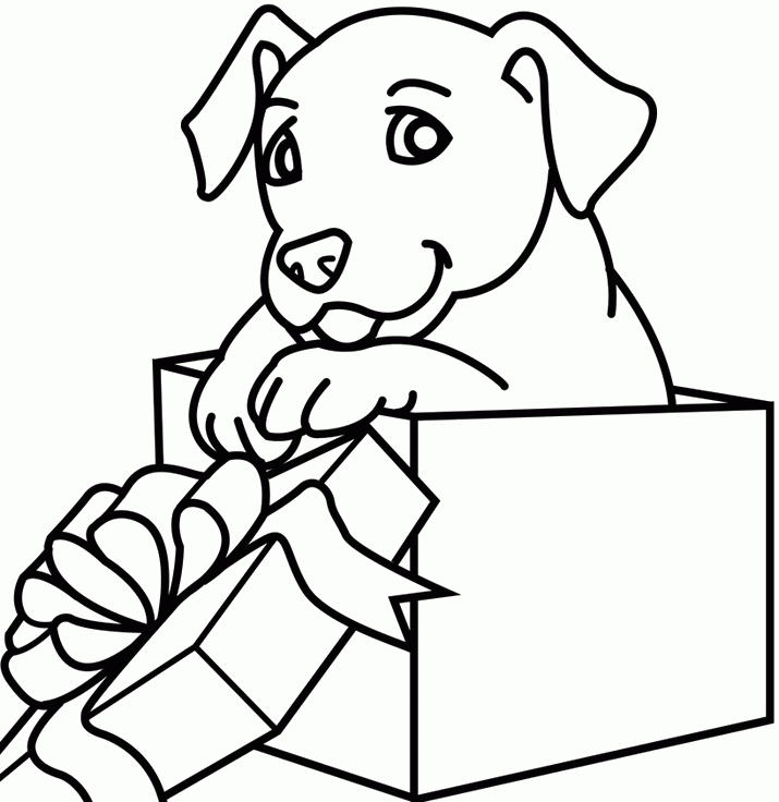 Christmas Wrapping The Content Of Dog Coloring Pages - Christmas