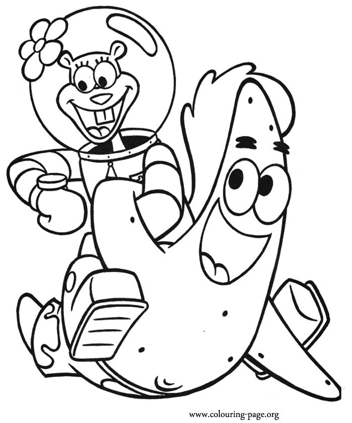 SpongeBob SquarePants - Patrick and Sandy having fun coloring page