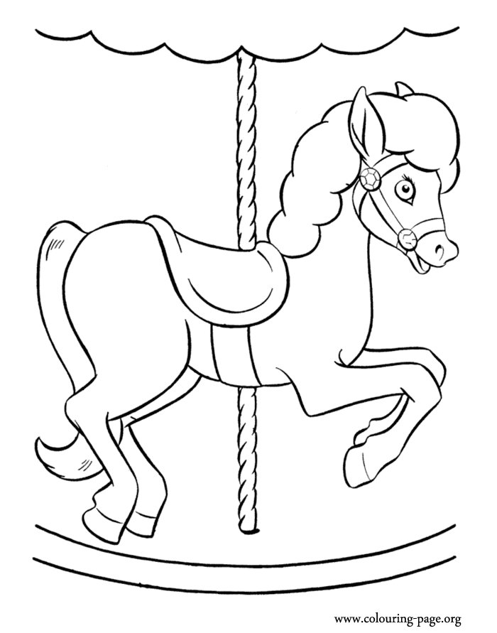 Horses - A carousel horse coloring page