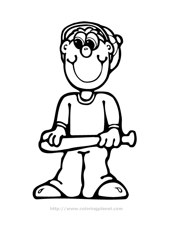 boy with a baseball bat printable coloring in pages for kids