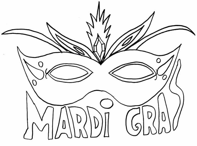 Mask Mardi Gras Coloring Pages For Kids - Mardi Gras Coloring