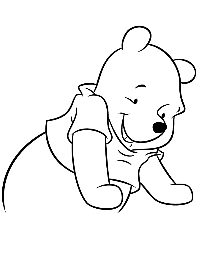 Super Cute Winnie The Pooh Bear Coloring Page | HM Coloring Pages