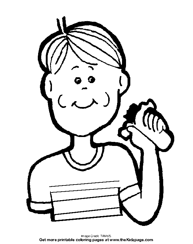 Boy Eating - Free Coloring Pages for Kids - Printable Colouring Sheets