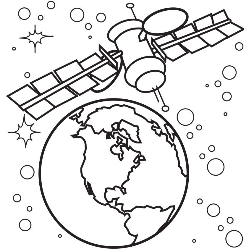 printable space satellite coloring pages for kids | Great Coloring
