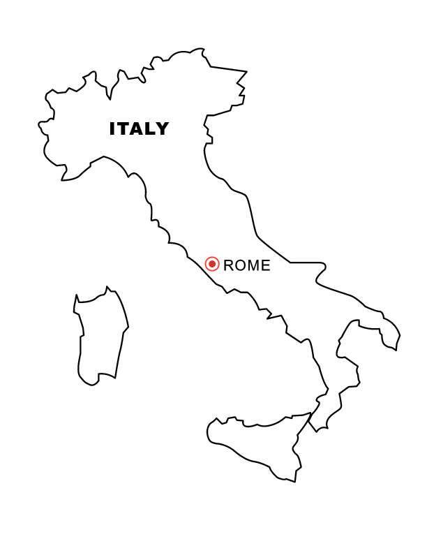Map Italy Coloring Page