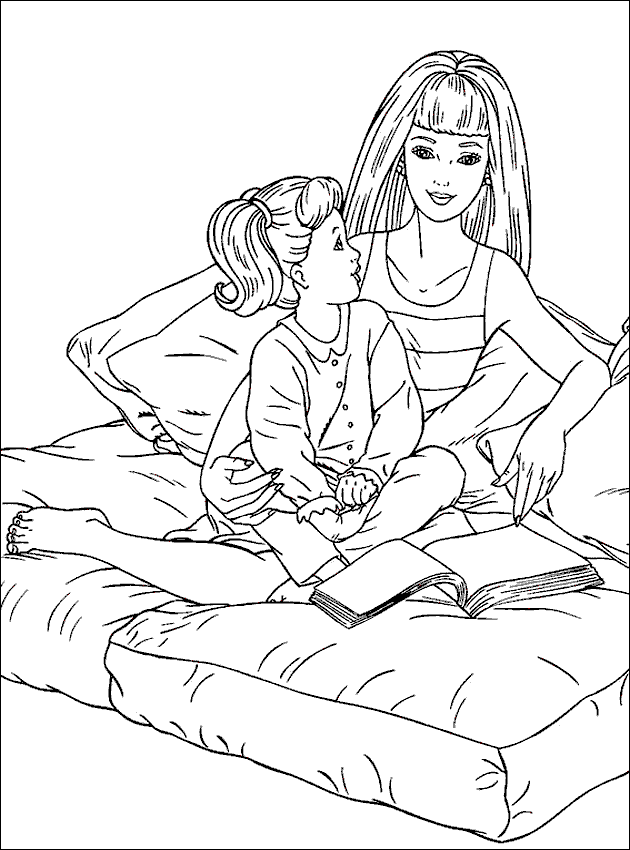 coloring books Barbie and daughter to print and free download