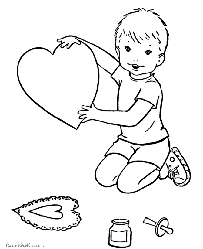 transmissionpress: Boy Kid Make Valentine Heart Hearts Coloring Pages
