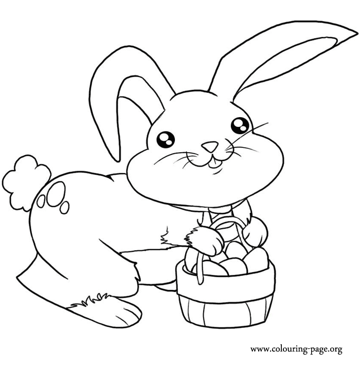 Rabbits and Bunnies - A cute Easter bunny carrying a basket of