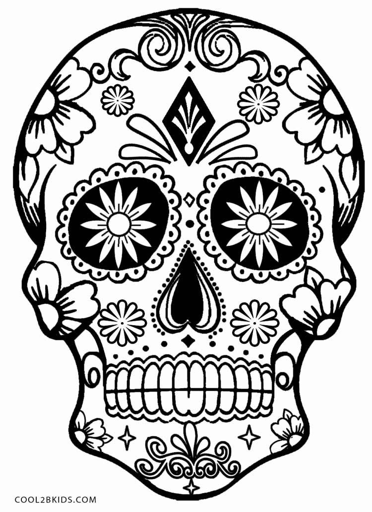 Sugar Skull Coloring Pages, Day Of The Dead Coloring Pages Cat ...