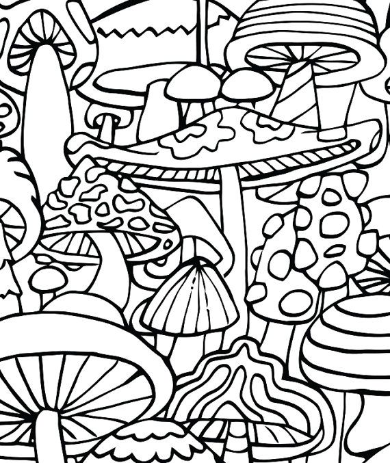 Adult Coloring Page - Mushrooms - Printable coloring page ...
