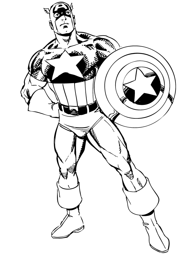 Classic Captain America Coloring Page - Coloring Pages For All Ages