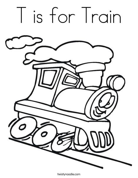 T is for Train Coloring Page - Twisty Noodle