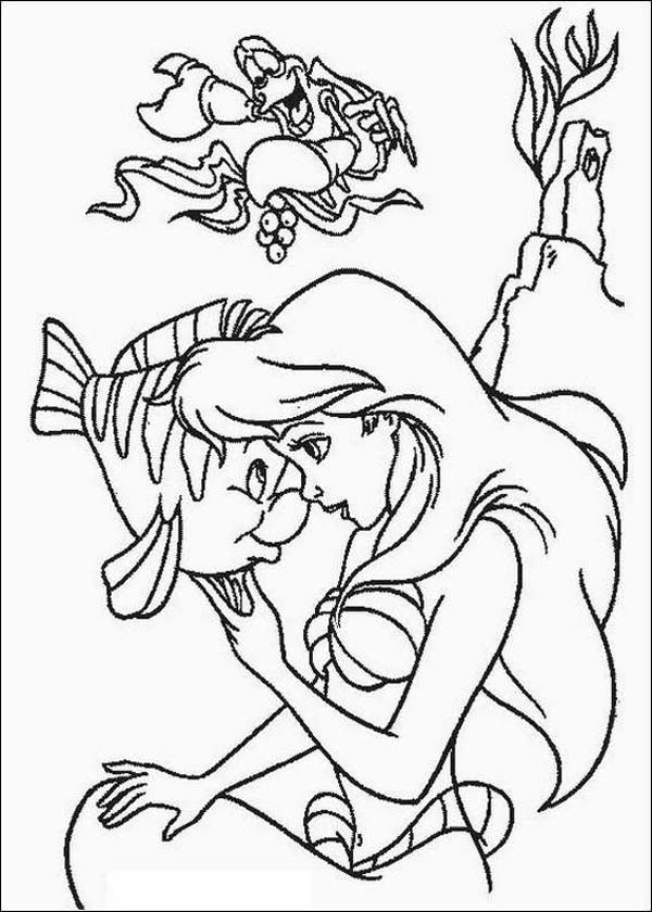 Ariel Little Mermaid Talking with Clown Fish Coloring Page - Free ...