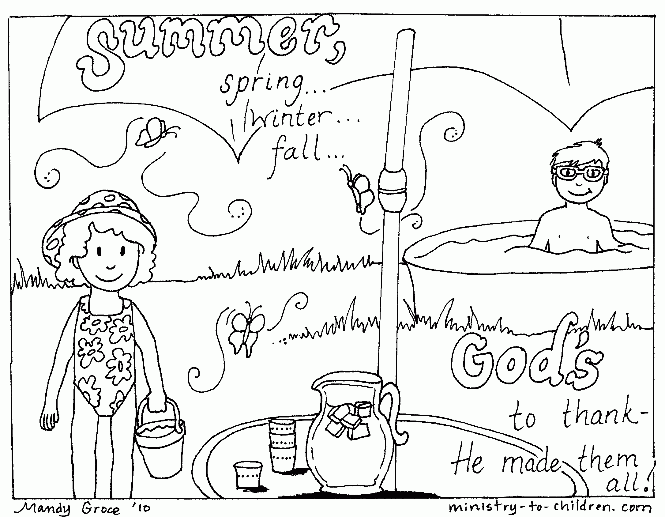 Free Printable Summer Coloring Pages for Kids -- 9 Sheet PDF Book